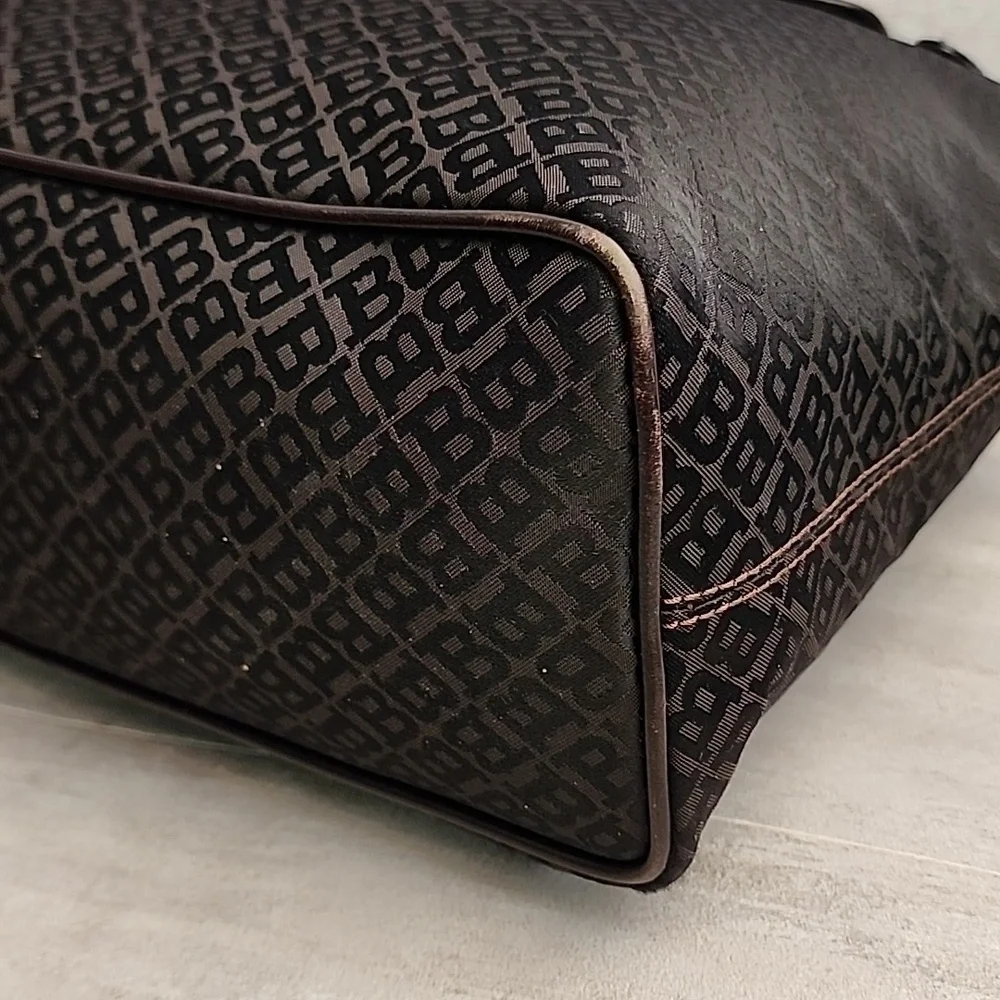 Bally Black Brown Logo Tote with Gold Hardware